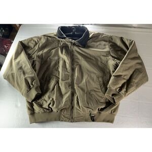 Vintage White Sierra Fleece‎ Lined Jacket Mens 2XL Green Packable Hood Gorpcore